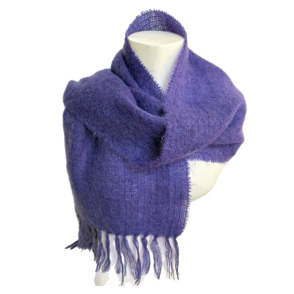 John Hanly Mohair Wool Scarf – Purple – 🇮🇪  Made in Ireland - Picture 1 of 8